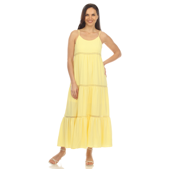White Mark Women's Scoop Neck Tiered Maxi Dress - Picture 1 of 7